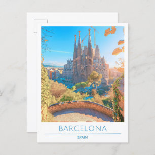 Barcelona Spain Vintage Travel Postcard