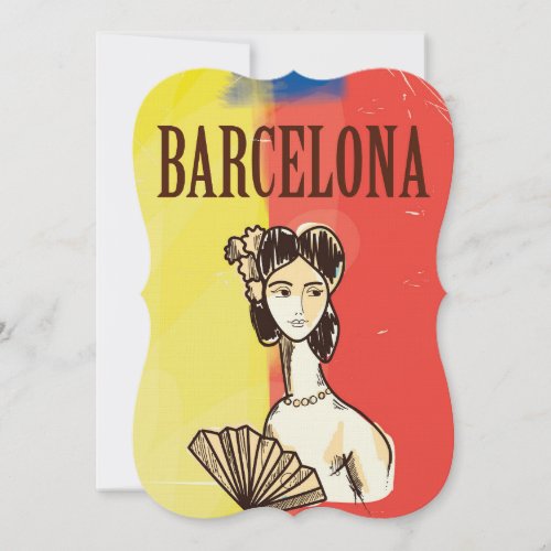 Barcelona Spain vintage travel poster Invitation