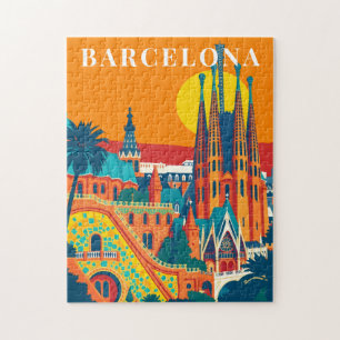 Barcelona Spain Vintage Travel Puzzle