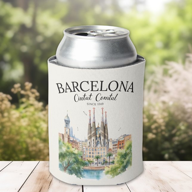 Barcelona Spain – Watercolor Cityscape Design Shot Glass (Creator Uploaded)