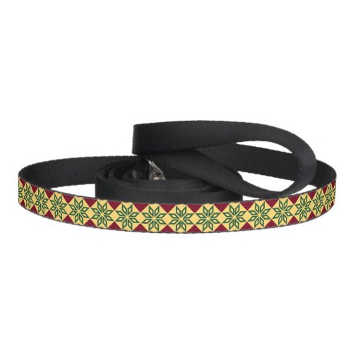 Barcelona tile green star on yellow pet leash