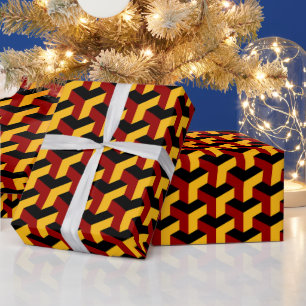 Barcelona tile pattern in yellow, red and black wrapping paper