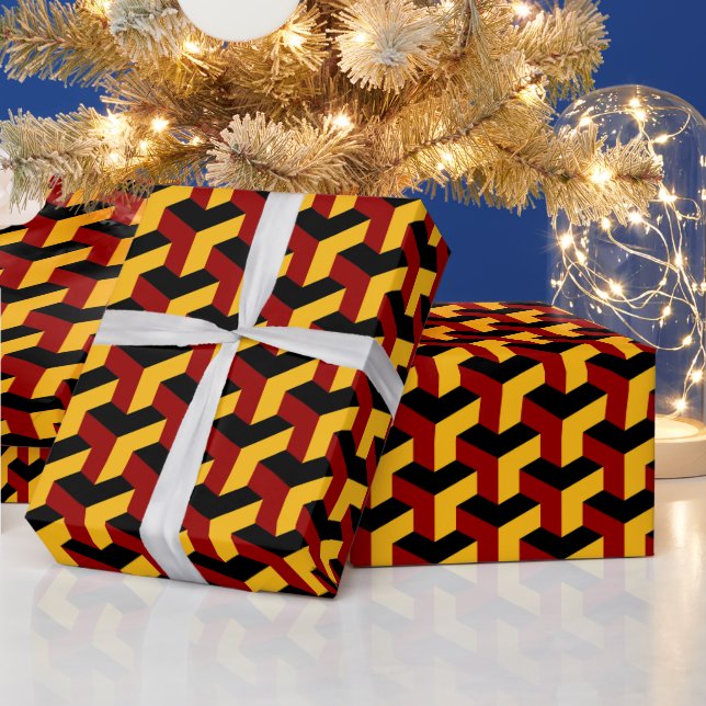 Barcelona tile pattern in yellow, red and black wrapping paper (Holidays)