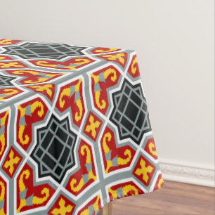 Barcelona tile red octagonal pattern tablecloth