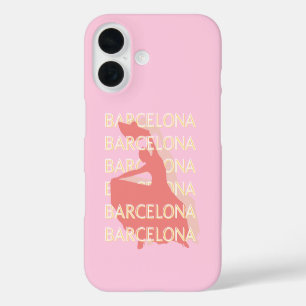 Barcelona Travel Art, Pink, Pastel iPhone 16 Case