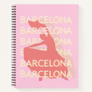 Barcelona Travel Art, Pink, Pastel Notebook