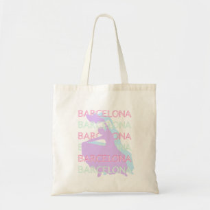 Barcelona Travel Art, Spain Art, Pastel, Green Tote Bag
