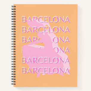 Barcelona Travel Art, Spain, Orange, Pink Notebook