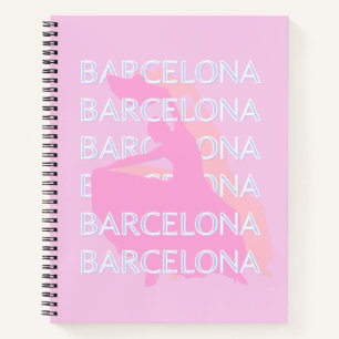 Barcelona Travel Art, Spain, Pastel, Pink Notebook