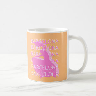Barcelona Travel Art, Spain Travel Art, Orange Coffee Mug