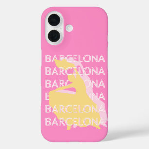 Barcelona Travel Art, Spain, Travel Art, Pink iPhone 16 Case