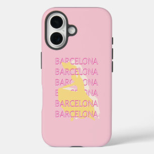Barcelona Travel Art, Spain, Travel Art, Pink iPhone 16 Case