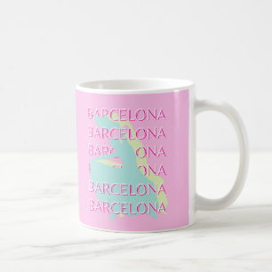 Barcelona Travel Art, Spain Travel Art, Pink Coffee Mug