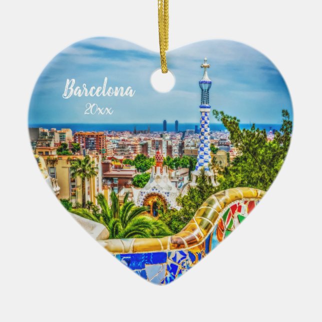 Barcelona Unique Photo Modern Art Ceramic Ornament (Front)