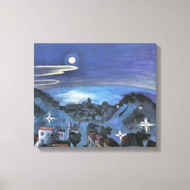 Barcelona View of City at Night by Walter Gramatte Canvas Print (Front)