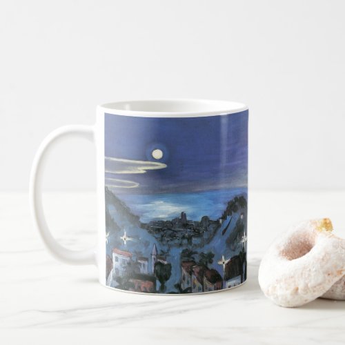 Barcelona View of City at Night by Walter Gramatte Coffee Mug