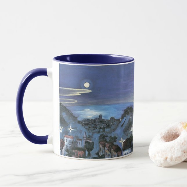 Barcelona View of City at Night by Walter Gramatte Mug (With Donut)