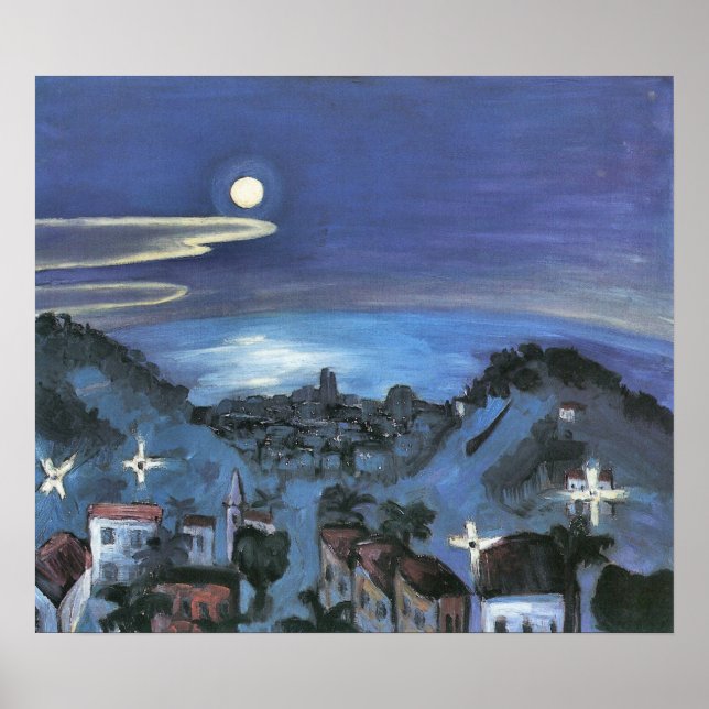 Barcelona View of City at Night by Walter Gramatte Poster (Front)