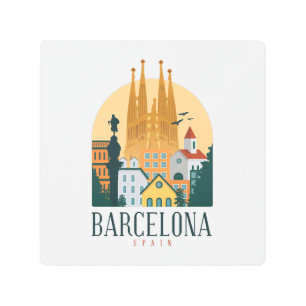 Barcelona Vintage Travel Metal Wall Art
