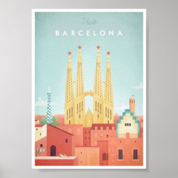 Barcelona Vintage Travel Poster by VintagePosterCompany at Zazzle