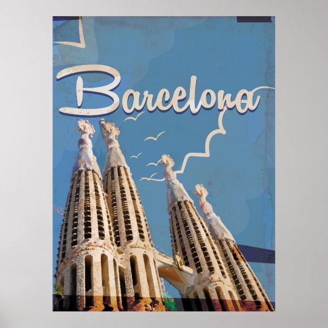 Barcelona Vintage Travel poster (Front)