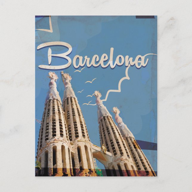 Barcelona Vintage Travel poster Postcard (Front)