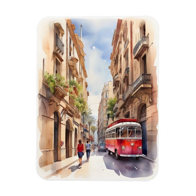 Barcelona watercolor art magnet (Vertical)