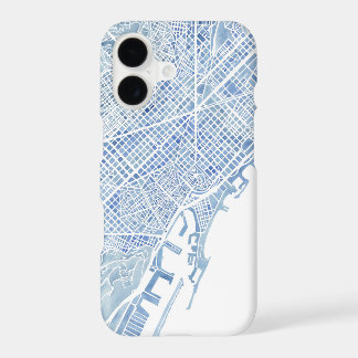 Barcelona Watercolor Map iPhone 17 Case
