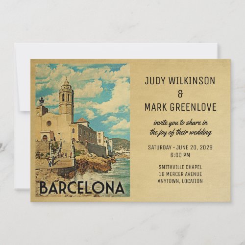 Barcelona Wedding Invitation Vintage Spain