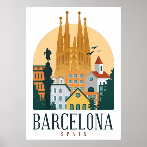 BarcelonaSkyline Poster