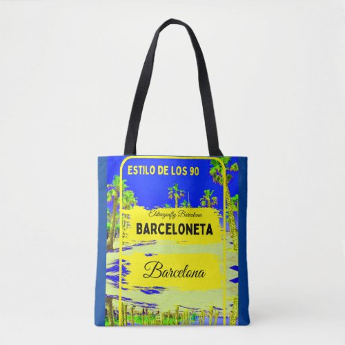 Barceloneta Barcelona style bag_Dark blue Tote Bag