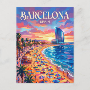 Barceloneta Beach Spain Postcard