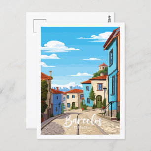 Barcelos Portugal vintage travel illustration Postcard