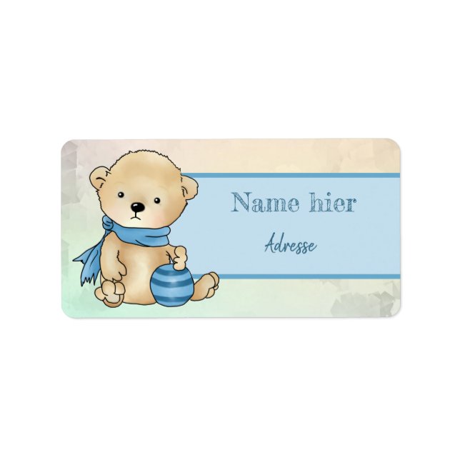Bärchen mit Ball, blau Label (Front)
