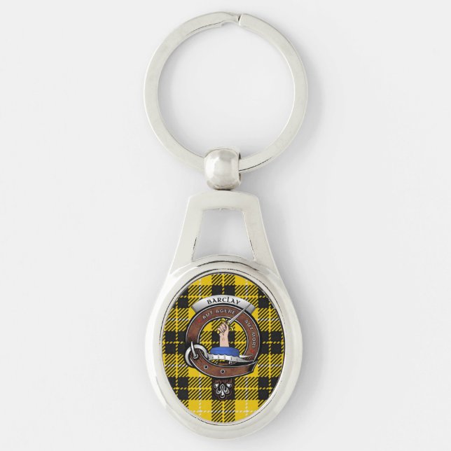 Barclay Clan Badge Silver Metal Key Rings (Front)