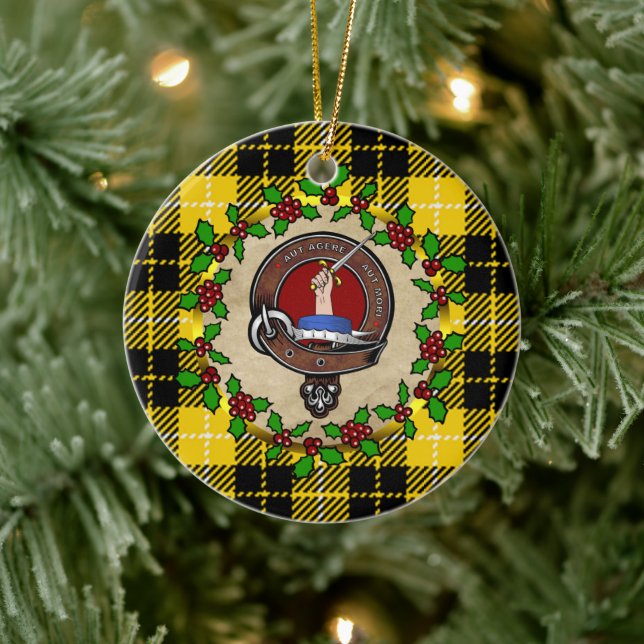 Barclay Clan Badge & Tartan Personalized Xmas Ceramic Ornament (Tree)