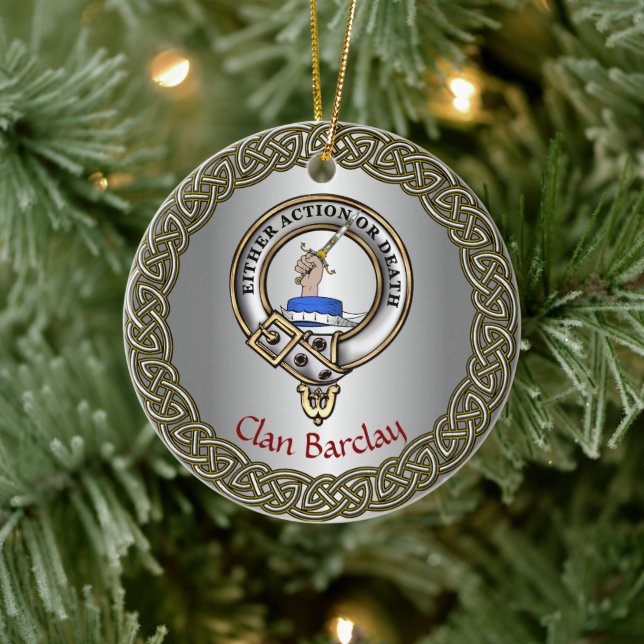 Barclay Clan Badge/Tartan Thistle Personalized Ceramic Ornament (Tree)
