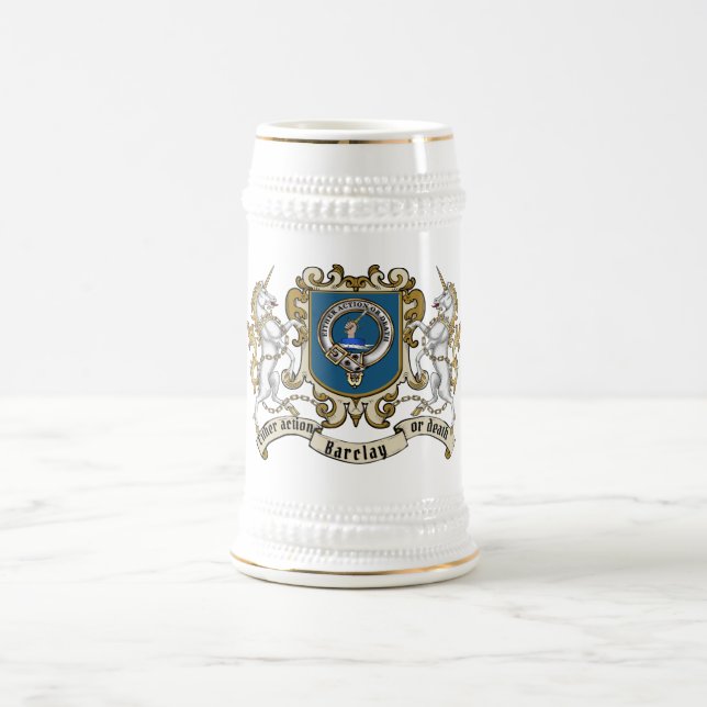Barclay Clan Badge & Unicorn Beer Stein (Center)