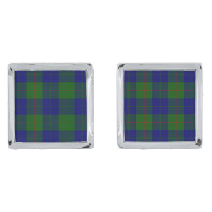 Barclay clan tartan blue green plaid cufflinks