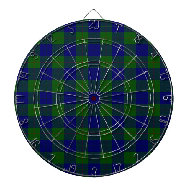 Barclay clan tartan blue green plaid dart board (Front)