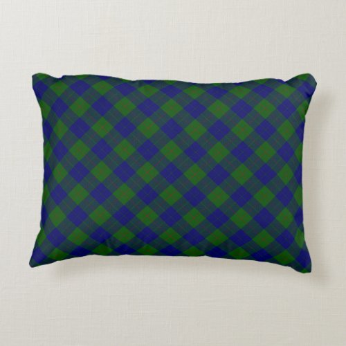 Barclay clan tartan blue green plaid decorative pillow