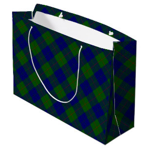 Barclay clan tartan blue green plaid large gift bag