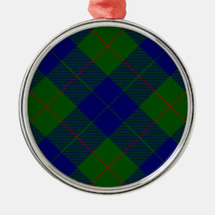 Barclay clan tartan blue green plaid metal ornament