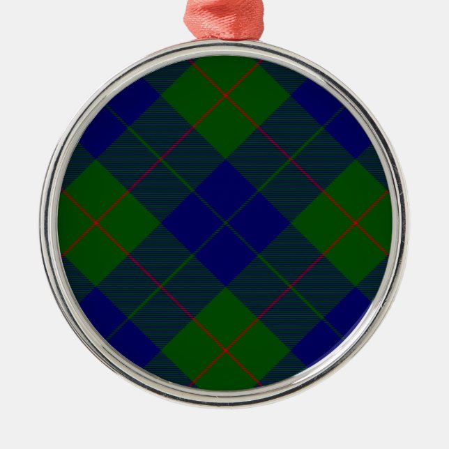 Barclay clan tartan blue green plaid metal ornament (Front)