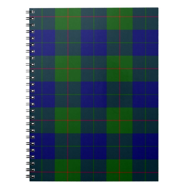 Barclay clan tartan blue green plaid notebook (Front)