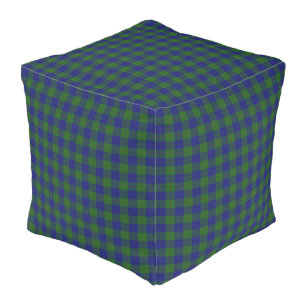 Barclay clan tartan blue green plaid pouf