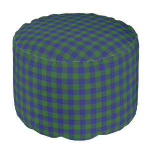 Barclay clan tartan blue green plaid pouf