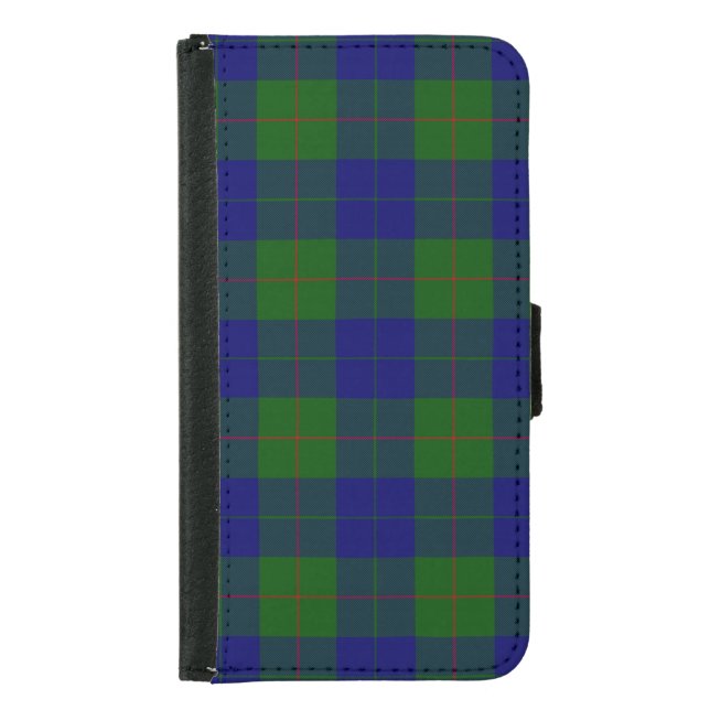 Barclay clan tartan blue green plaid samsung galaxy wallet case (Front)
