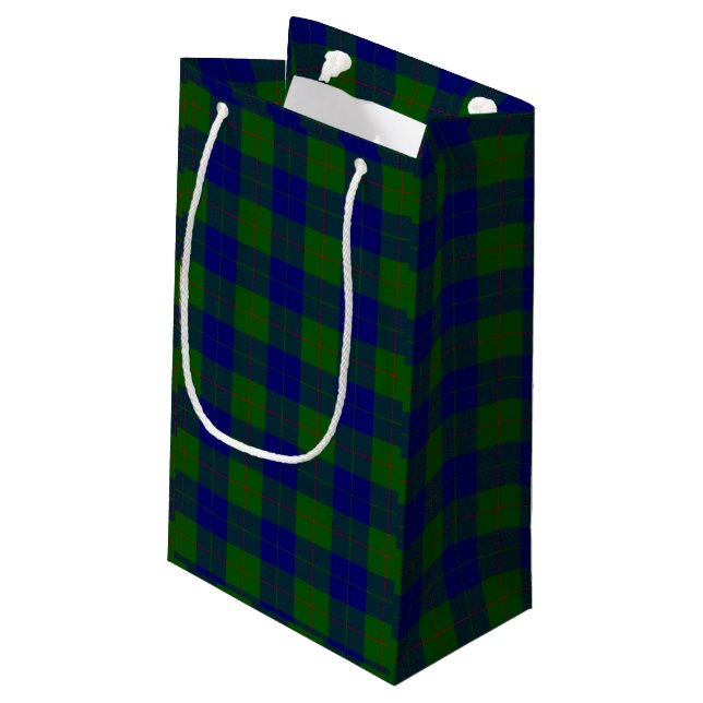 Barclay clan tartan blue green plaid small gift bag (Back Angled)
