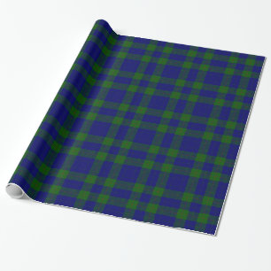 Barclay clan tartan blue green plaid wrapping paper
